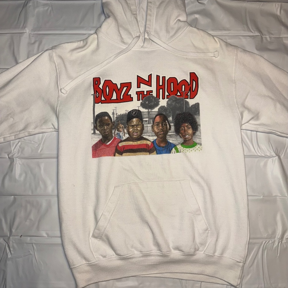 Boyz N The Hood graphic print white hoodie size Medium